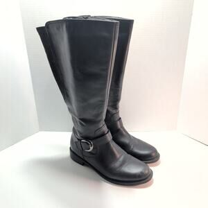 David Tate Branson Extra Wide Calf BlackLeather Riding Boots Women's 10M Stretch